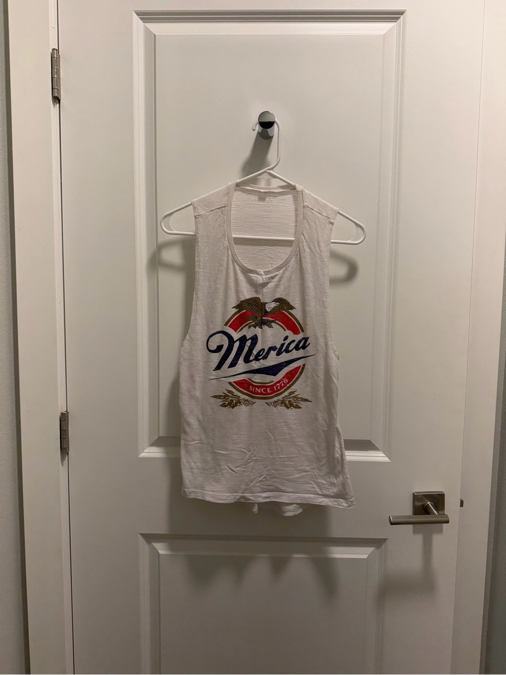 Women’s White Graphic Tank Top - 'Merica Print